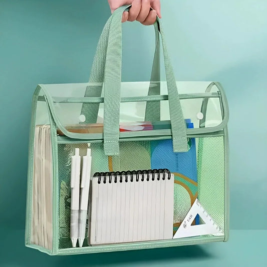 ClearCarry™ Transparent PVC Document Bag – Waterproof Handheld Organizer for School & Office