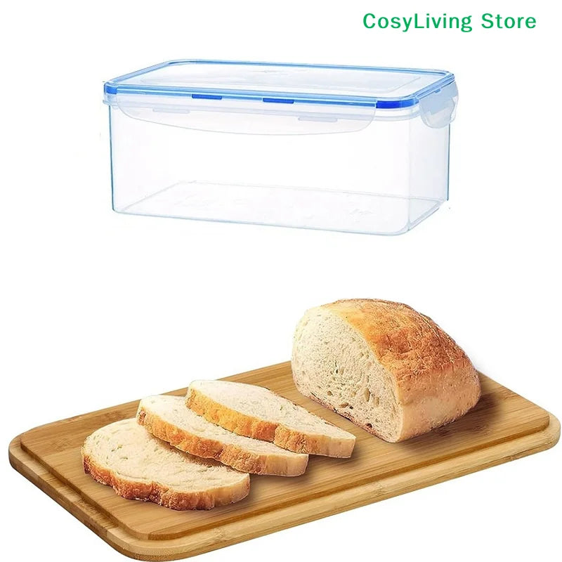 Airtight Food Storage Container With Lid Plastic Bread Storage Box Sandwich Bread Keeper Loaf Bread Container Kitchen Organizer