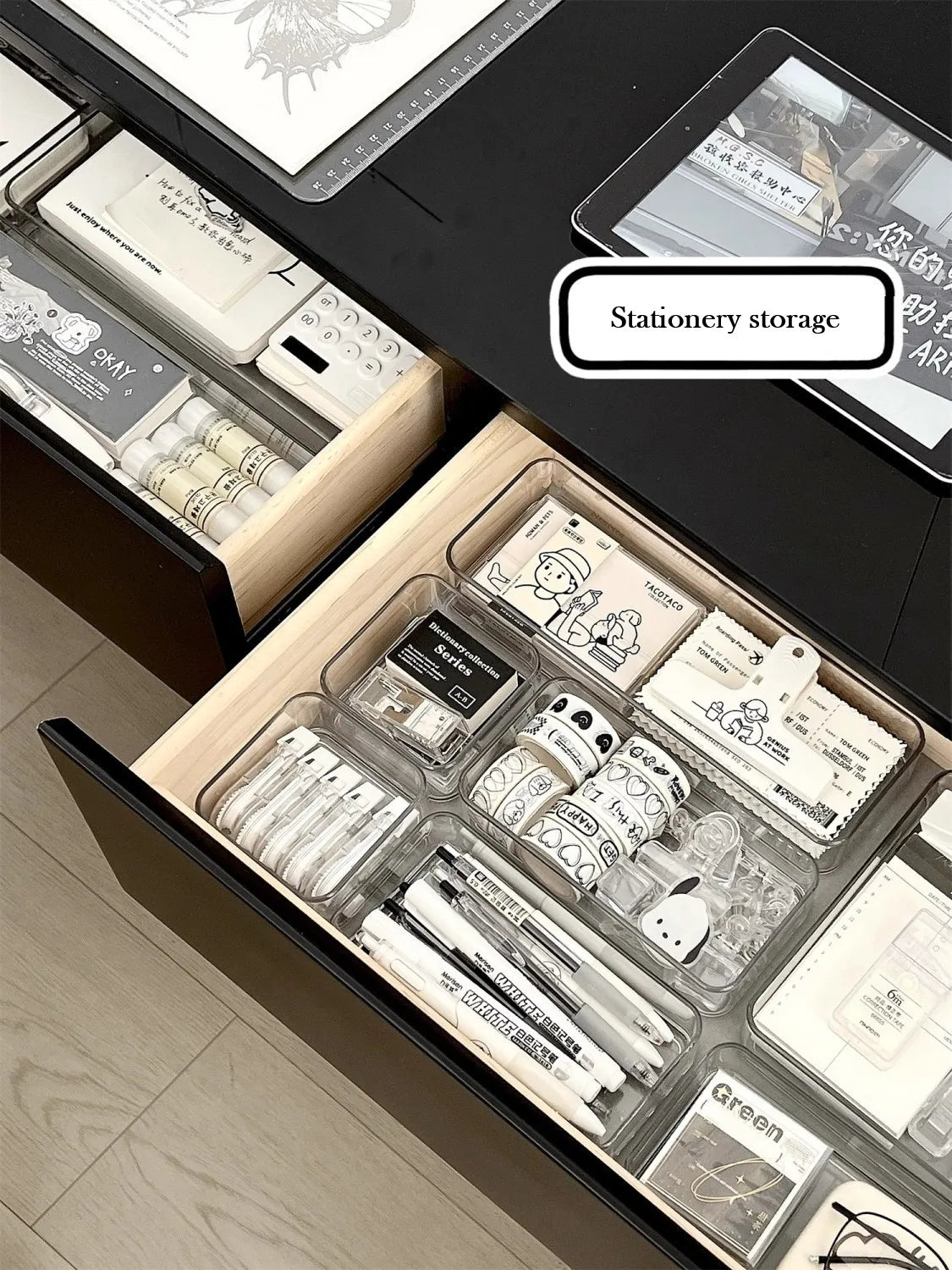 Clear Plastic Drawer Organizers Set Versatile Bathroom and Vanity Drawer Organizer Trays Storage Bins for Makeup Kitchen Gadgets