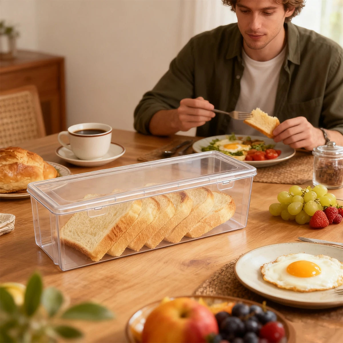 1pc/2pcs Food with Lid, Spaghetti Storage Container Snap Seal Moisture-Proof Noodle Box Grain Storage Box Kitchen Organizer