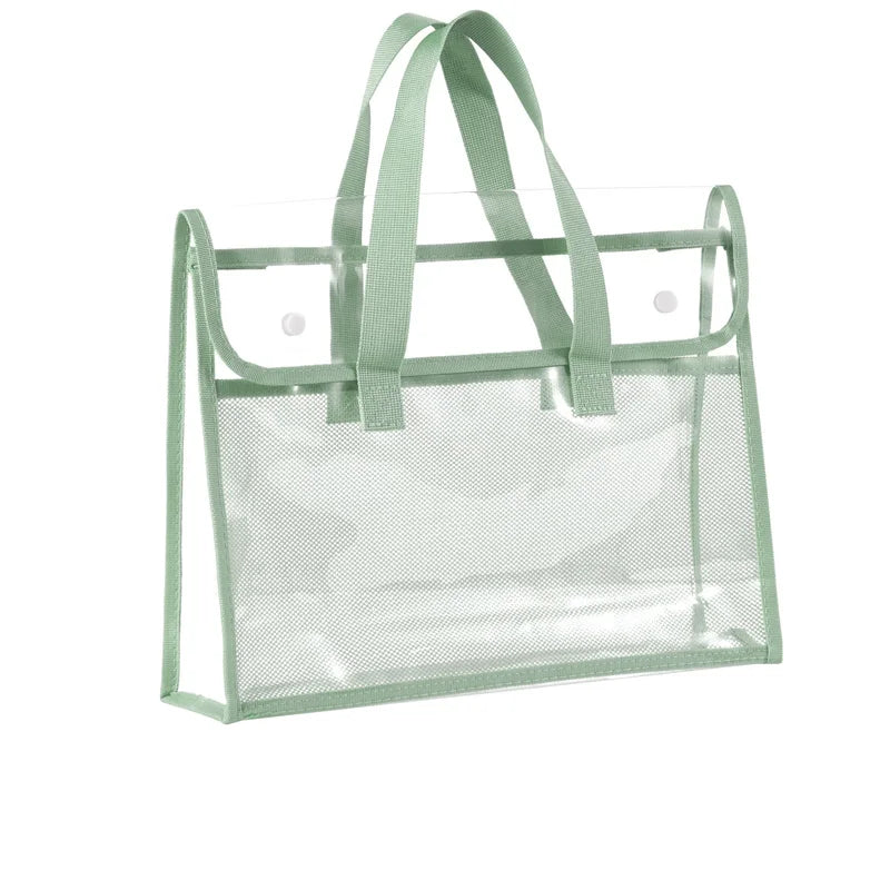Clear PVC Handheld Document Tote Bag, Portable Transparent Stationery Storage Hand Bag for School Office