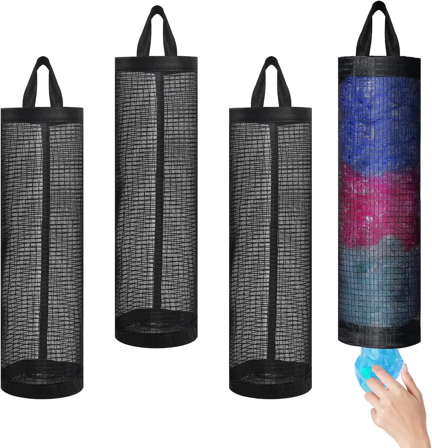Hanging Mesh Storage Bag Wall Mounted Organizer for Grocery Bags Shoe Covers Reusable Nylon Net Pocket