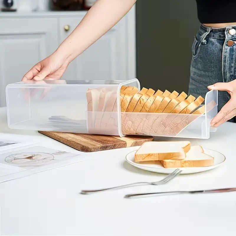 Drawer Type Bread Storage Box Toast Dispenser Case Sealed Moisture-Proof Loaf Holder Kitchen Organizer Large Capacity Bin Clear