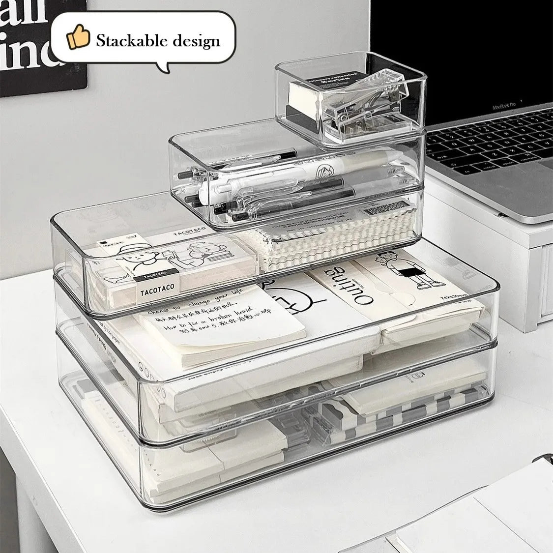 Clear Plastic Drawer Organizers Set Versatile Bathroom and Vanity Drawer Organizer Trays Storage Bins for Makeup Kitchen Gadgets