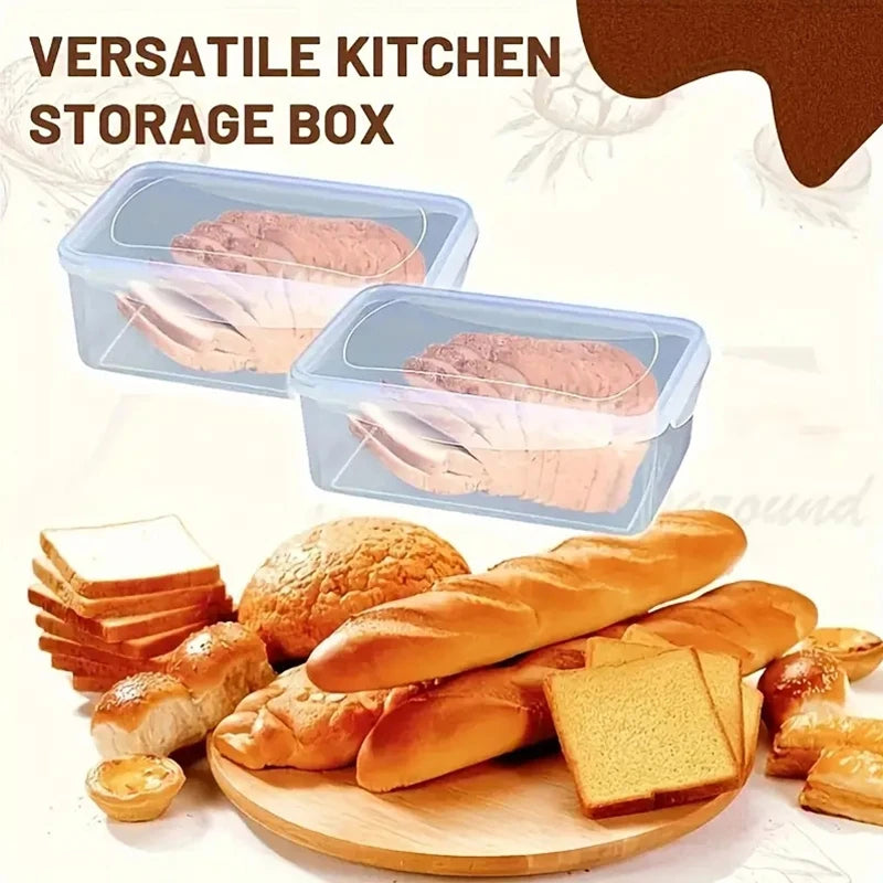 Airtight Food Storage Container With Lid Plastic Bread Storage Box Sandwich Bread Keeper Loaf Bread Container Kitchen Organizer