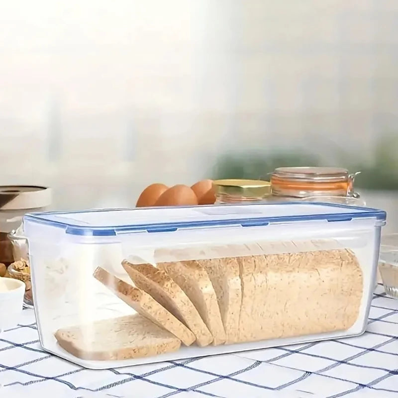 Airtight Food Storage Container With Lid Plastic Bread Storage Box Sandwich Bread Keeper Loaf Bread Container Kitchen Organizer