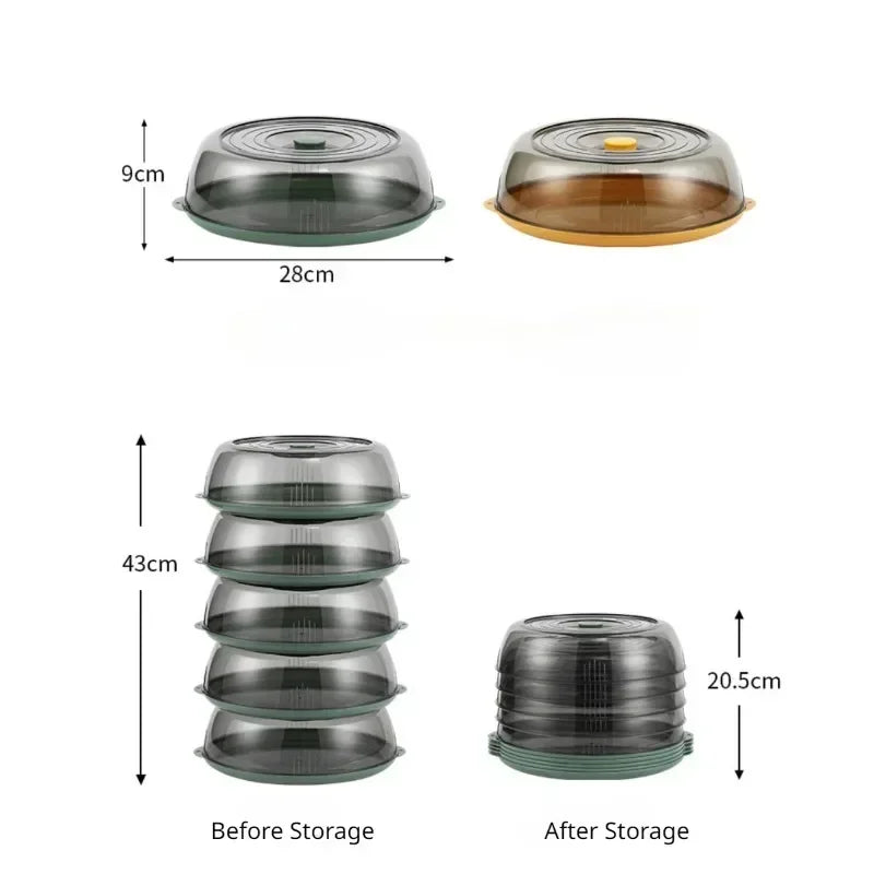 Household Food Insulation Cover Transparent Stackable Dust-Proof Insect Food Insulation Cover Kitchen Gadgets Reusable