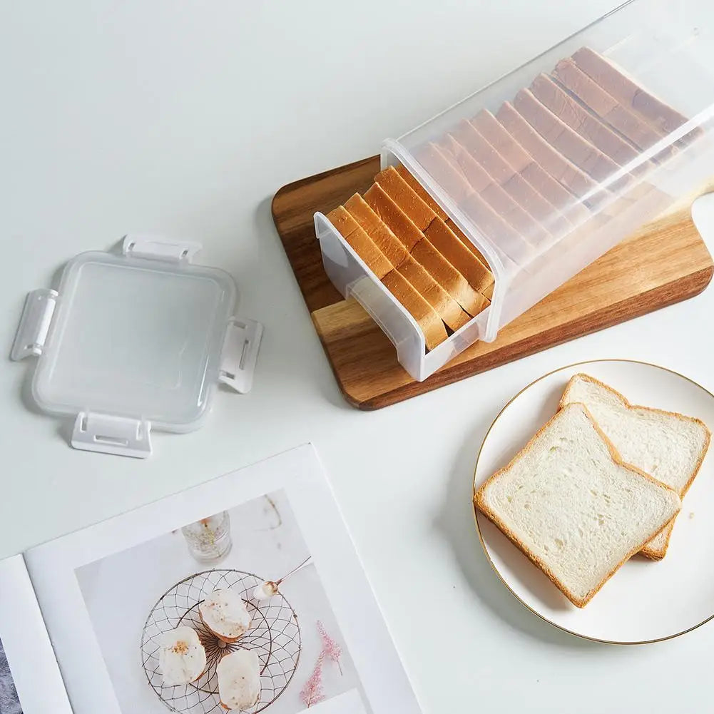 Drawer Type Bread Storage Box Toast Dispenser Case Sealed Moisture-Proof Loaf Holder Kitchen Organizer Large Capacity Bin Clear