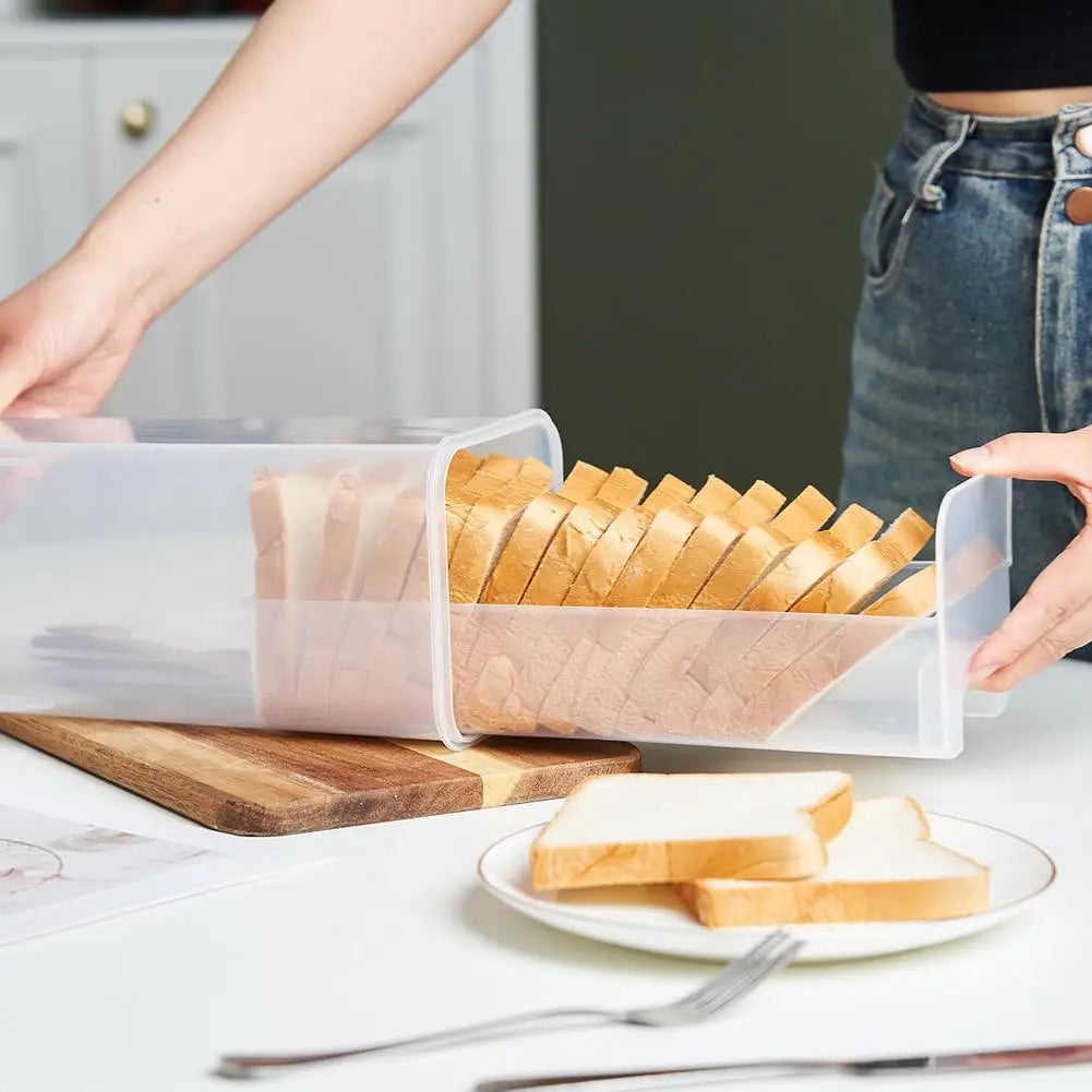 Drawer Type Bread Storage Box Toast Dispenser Case Sealed Moisture-Proof Loaf Holder Kitchen Organizer Large Capacity Bin Clear