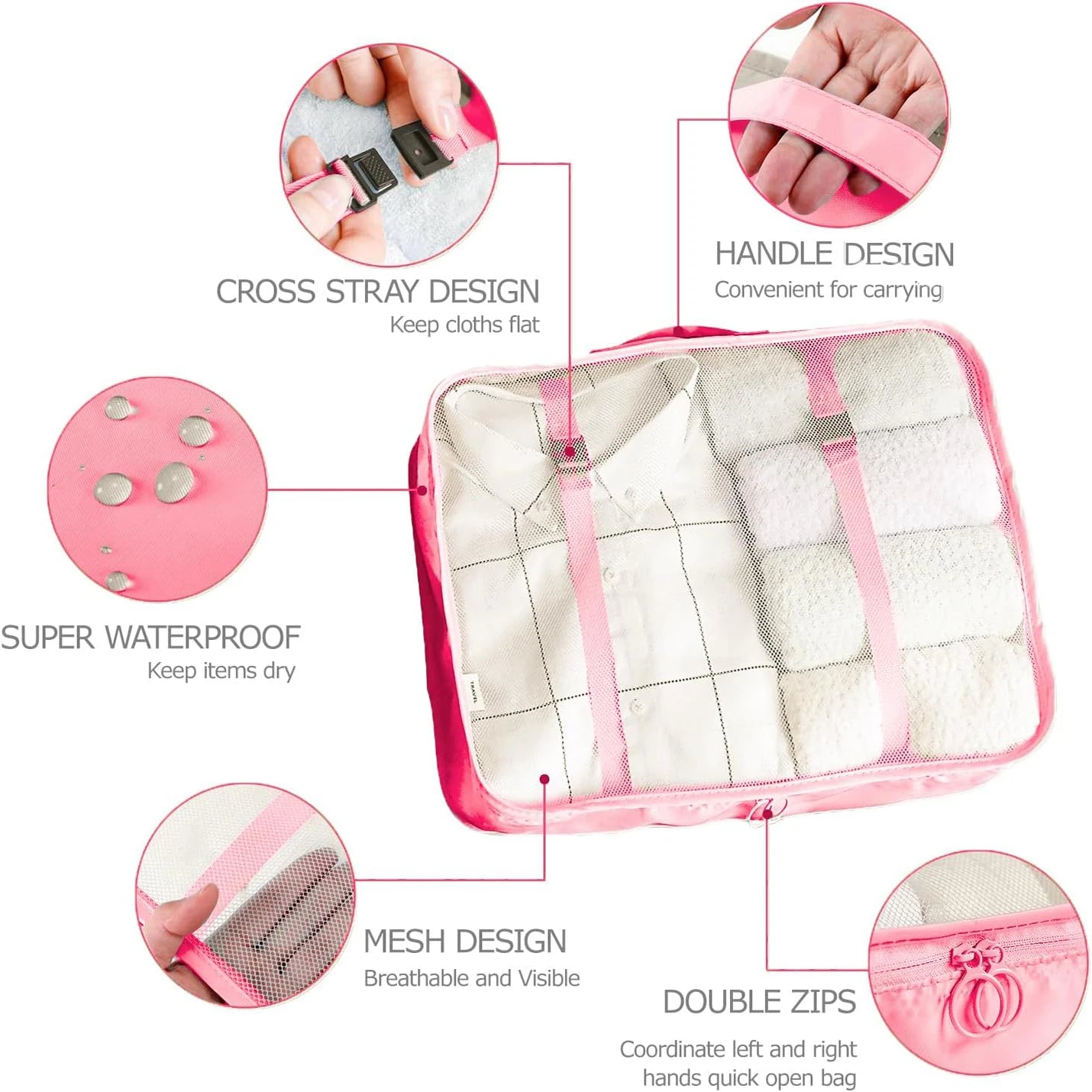 7/8/9Pcs Set Travel Organizer Storage Bags Suitcase Packing Cubes Set Cases Portable Luggage Clothes Shoe Tidy Pouch Folding