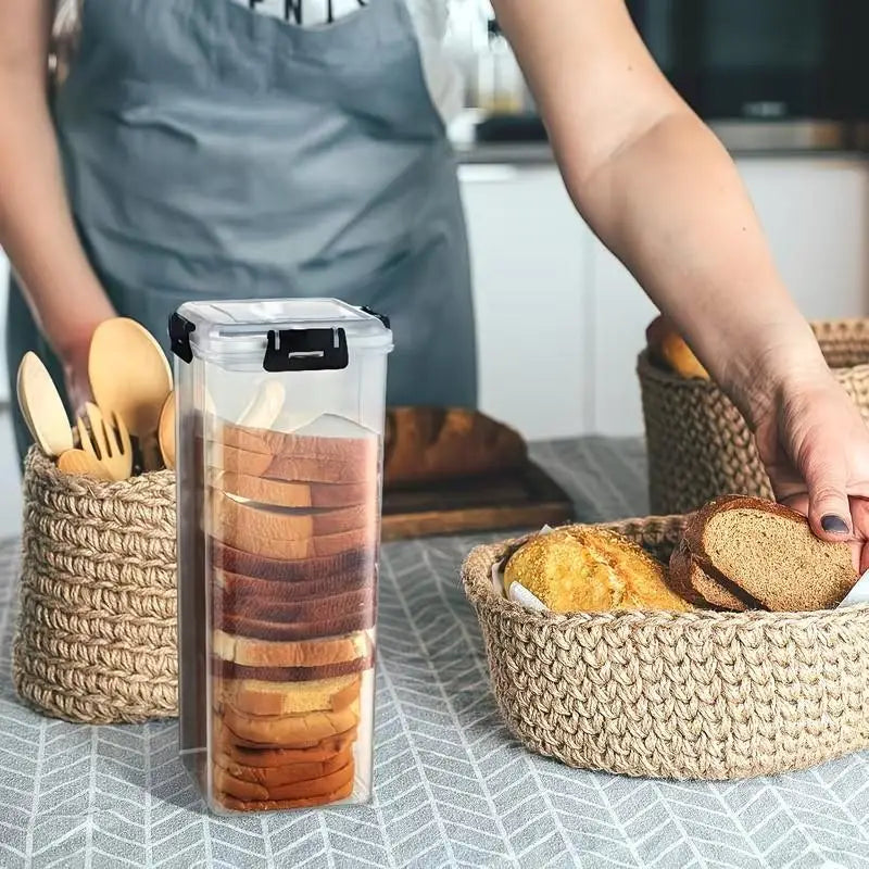 Drawer Type Bread Storage Box Toast Dispenser Case Sealed Moisture-Proof Loaf Holder Kitchen Organizer Large Capacity Bin Clear