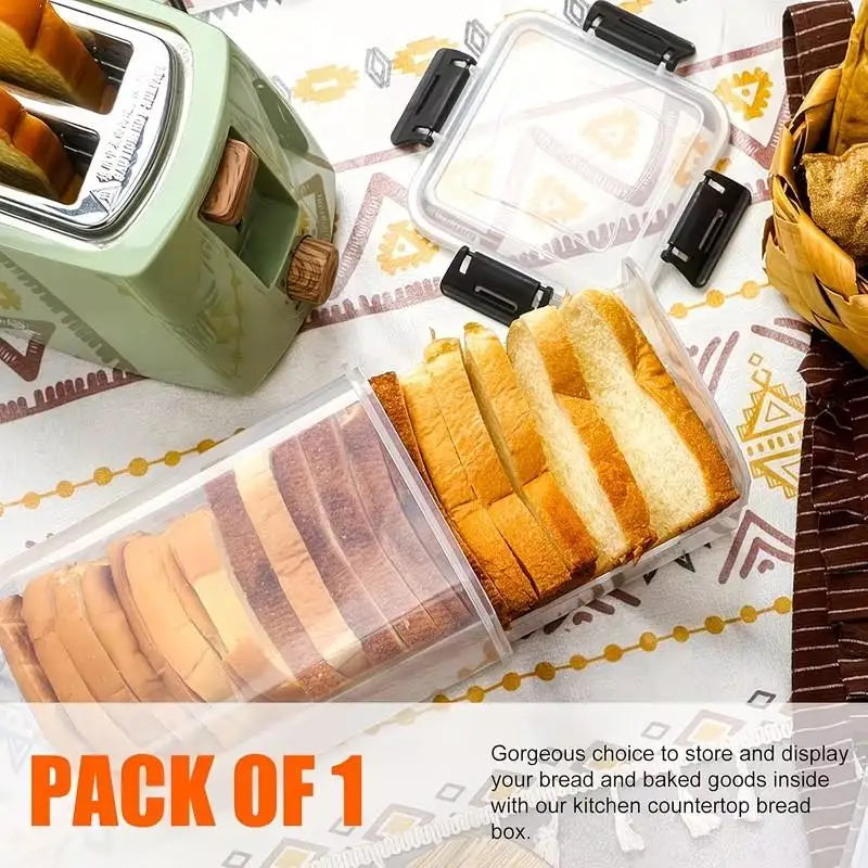 Drawer Type Bread Storage Box Toast Dispenser Case Sealed Moisture-Proof Loaf Holder Kitchen Organizer Large Capacity Bin Clear