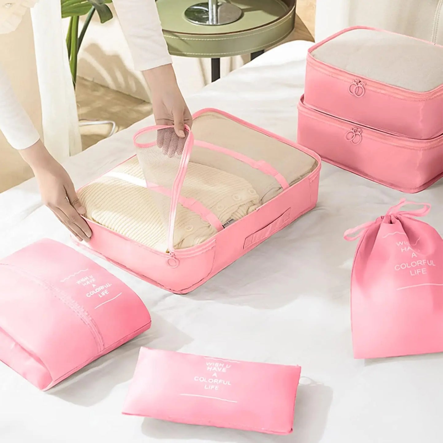 7/8/9Pcs Set Travel Organizer Storage Bags Suitcase Packing Cubes Set Cases Portable Luggage Clothes Shoe Tidy Pouch Folding