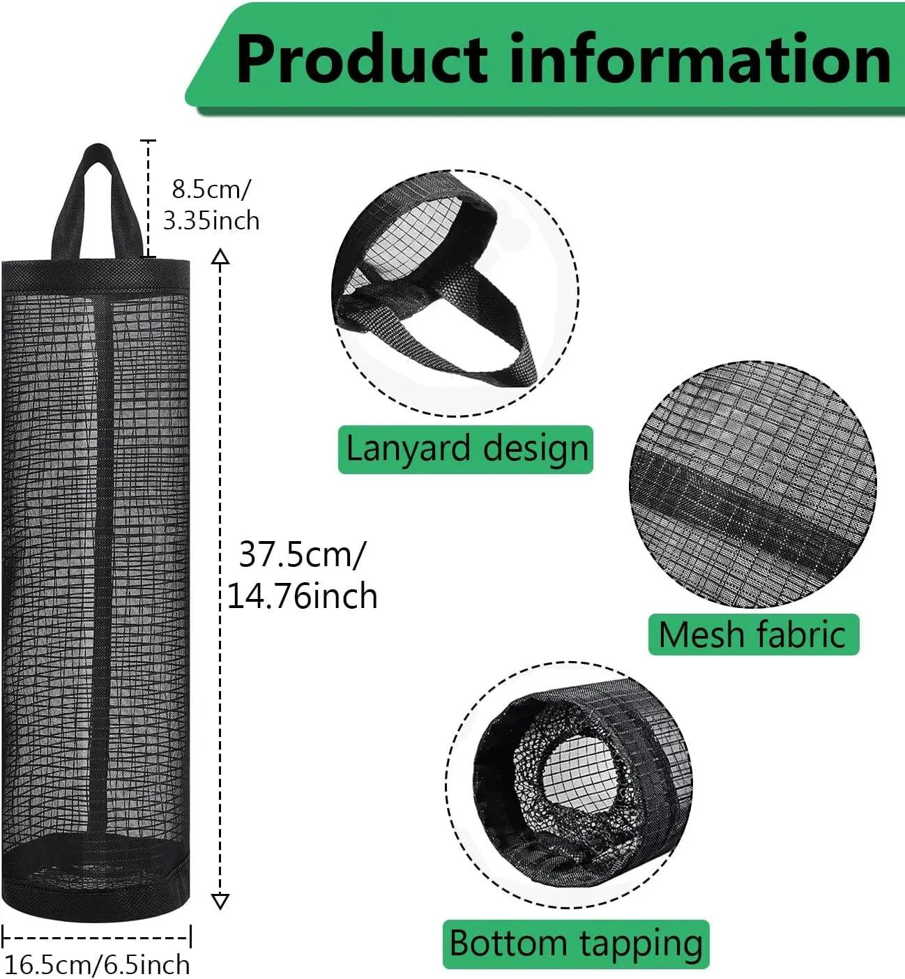 Hanging Mesh Storage Bag Wall Mounted Organizer for Grocery Bags Shoe Covers Reusable Nylon Net Pocket