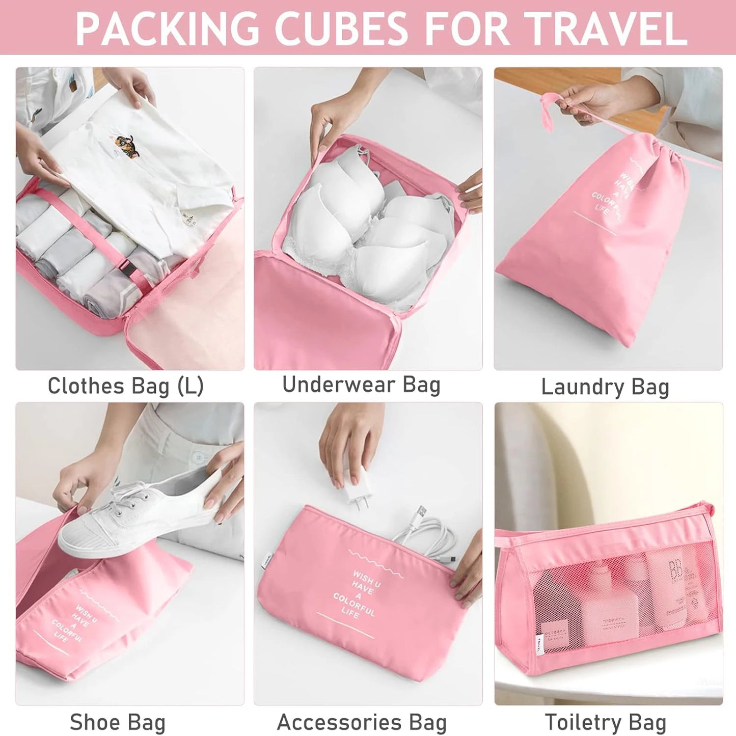 7/8/9Pcs Set Travel Organizer Storage Bags Suitcase Packing Cubes Set Cases Portable Luggage Clothes Shoe Tidy Pouch Folding