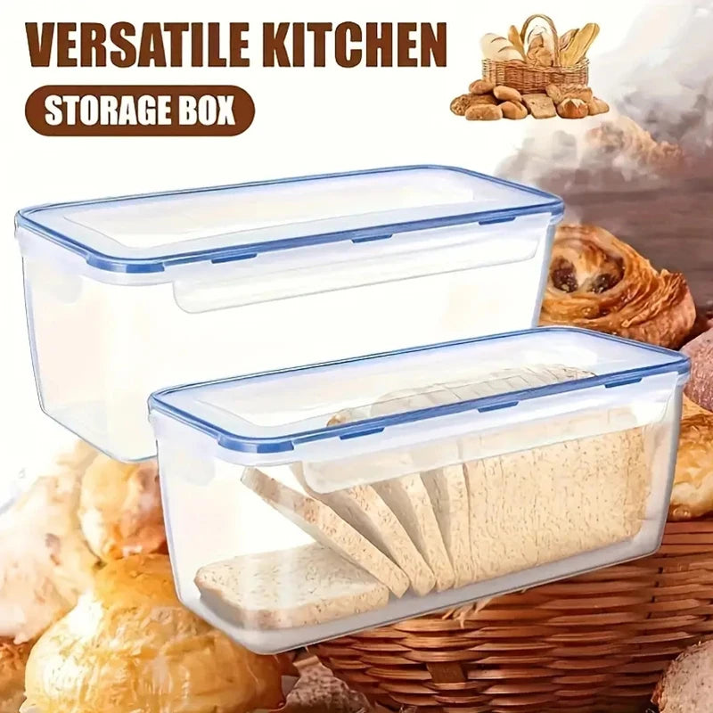 Airtight Food Storage Container With Lid Plastic Bread Storage Box Sandwich Bread Keeper Loaf Bread Container Kitchen Organizer