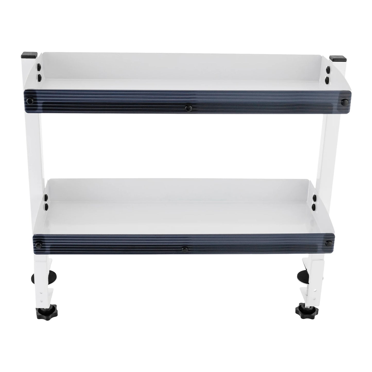 Clamp-on Desk Shelf, 2-Tier, Above or Under Table Corner Shelves Metal Organizer, White