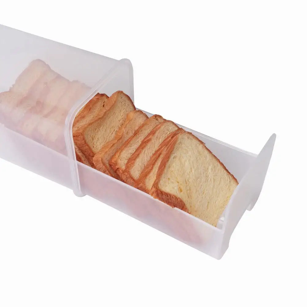 Drawer Type Bread Storage Box Toast Dispenser Case Sealed Moisture-Proof Loaf Holder Kitchen Organizer Large Capacity Bin Clear