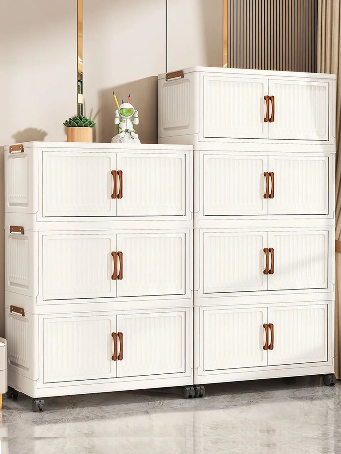 Foldable Plastic Storage Cabinet for Kids Bedroom No-Install Home Organizer for Toys And Clothes - Compact Space-Saving Solution