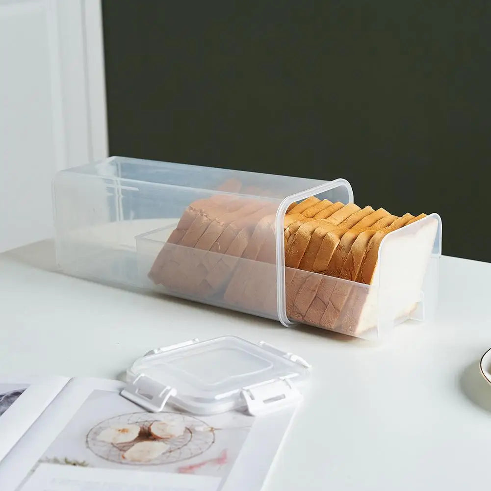 Drawer Type Bread Storage Box Toast Dispenser Case Sealed Moisture-Proof Loaf Holder Kitchen Organizer Large Capacity Bin Clear