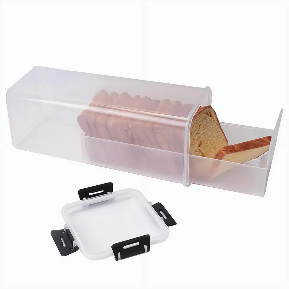 Drawer Type Bread Storage Box Toast Dispenser Case Sealed Moisture-Proof Loaf Holder Kitchen Organizer Large Capacity Bin Clear
