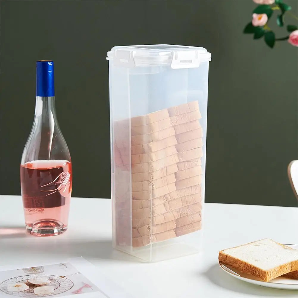 Drawer Type Bread Storage Box Toast Dispenser Case Sealed Moisture-Proof Loaf Holder Kitchen Organizer Large Capacity Bin Clear