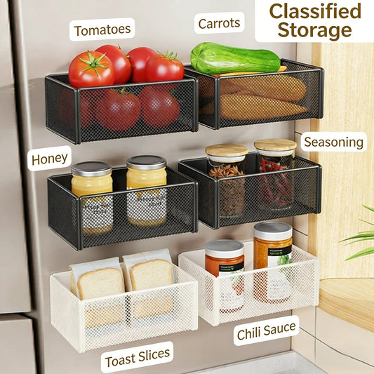 MagnaShelf™ Magnetic Refrigerator Spice Rack & Storage Basket