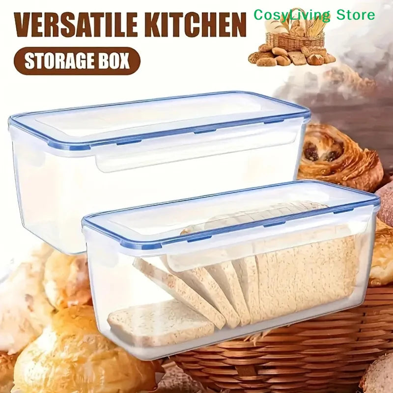 Airtight Food Storage Container With Lid Plastic Bread Storage Box Sandwich Bread Keeper Loaf Bread Container Kitchen Organizer