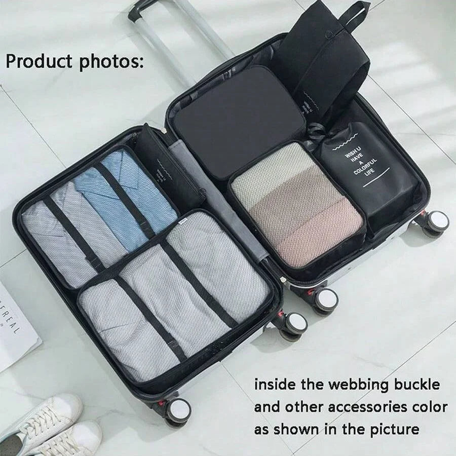 7/8/9Pcs Set Travel Organizer Storage Bags Suitcase Packing Cubes Set Cases Portable Luggage Clothes Shoe Tidy Pouch Folding