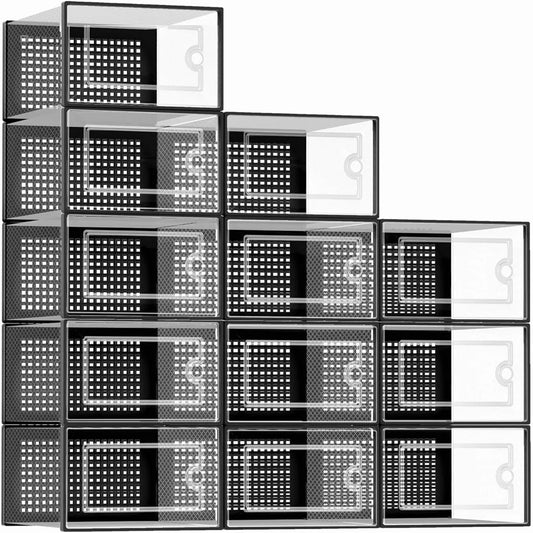 ClearStack™ 12-Pack Stackable Shoe Storage Boxes