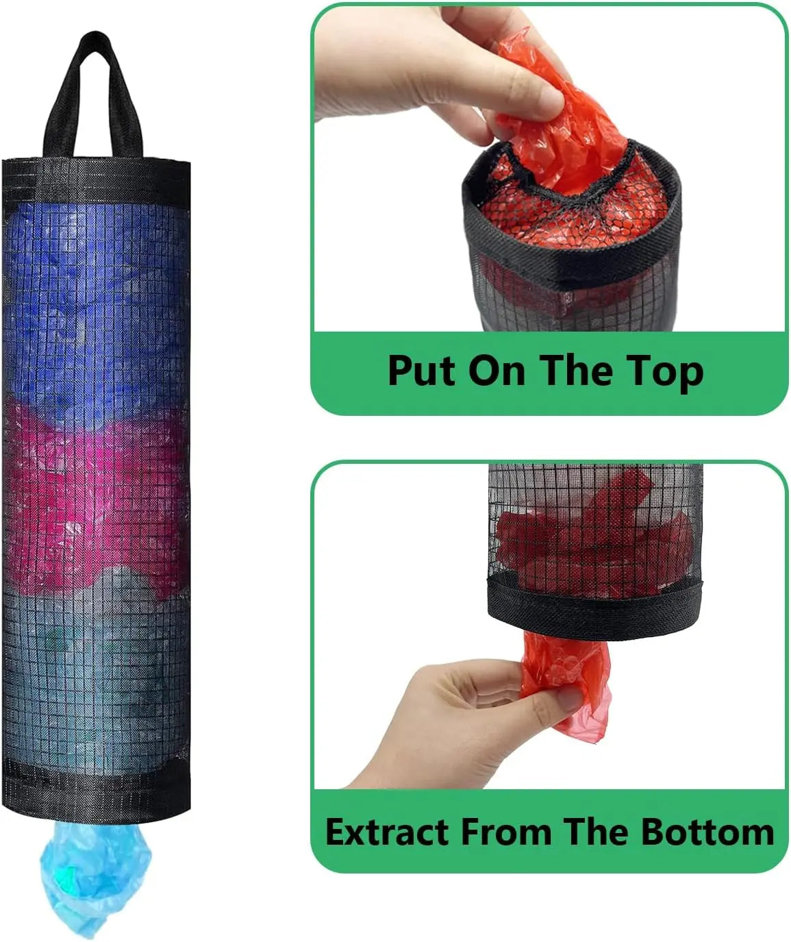 Hanging Mesh Storage Bag Wall Mounted Organizer for Grocery Bags Shoe Covers Reusable Nylon Net Pocket