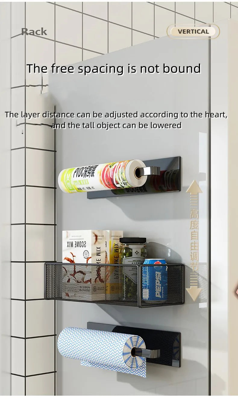 Storage Hanging Basket Magnetic Spice Rack for Refrigerator Hanging Shelf Wall Mount Kitchen Gadgets Shelves Magnet Organization