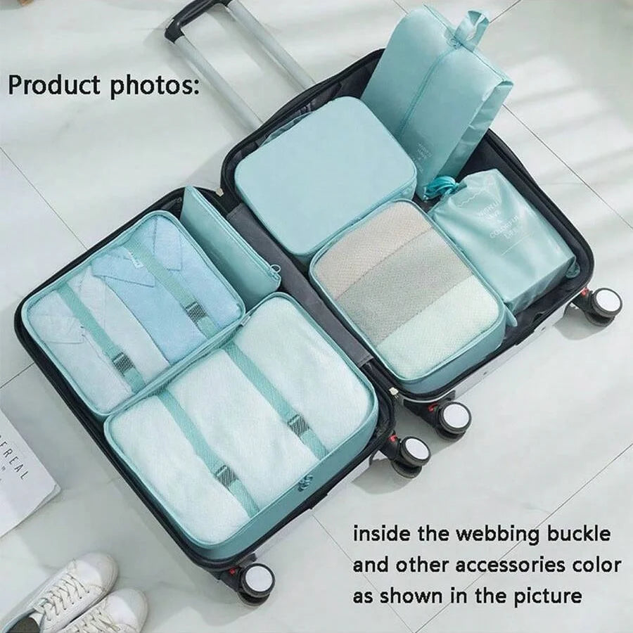 7/8/9Pcs Set Travel Organizer Storage Bags Suitcase Packing Cubes Set Cases Portable Luggage Clothes Shoe Tidy Pouch Folding