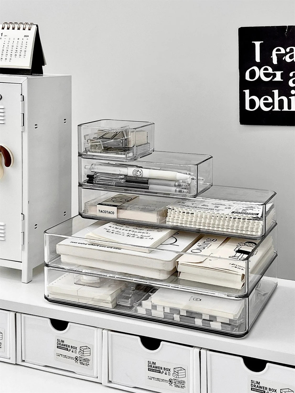Clear Plastic Drawer Organizers Set Versatile Bathroom and Vanity Drawer Organizer Trays Storage Bins for Makeup Kitchen Gadgets
