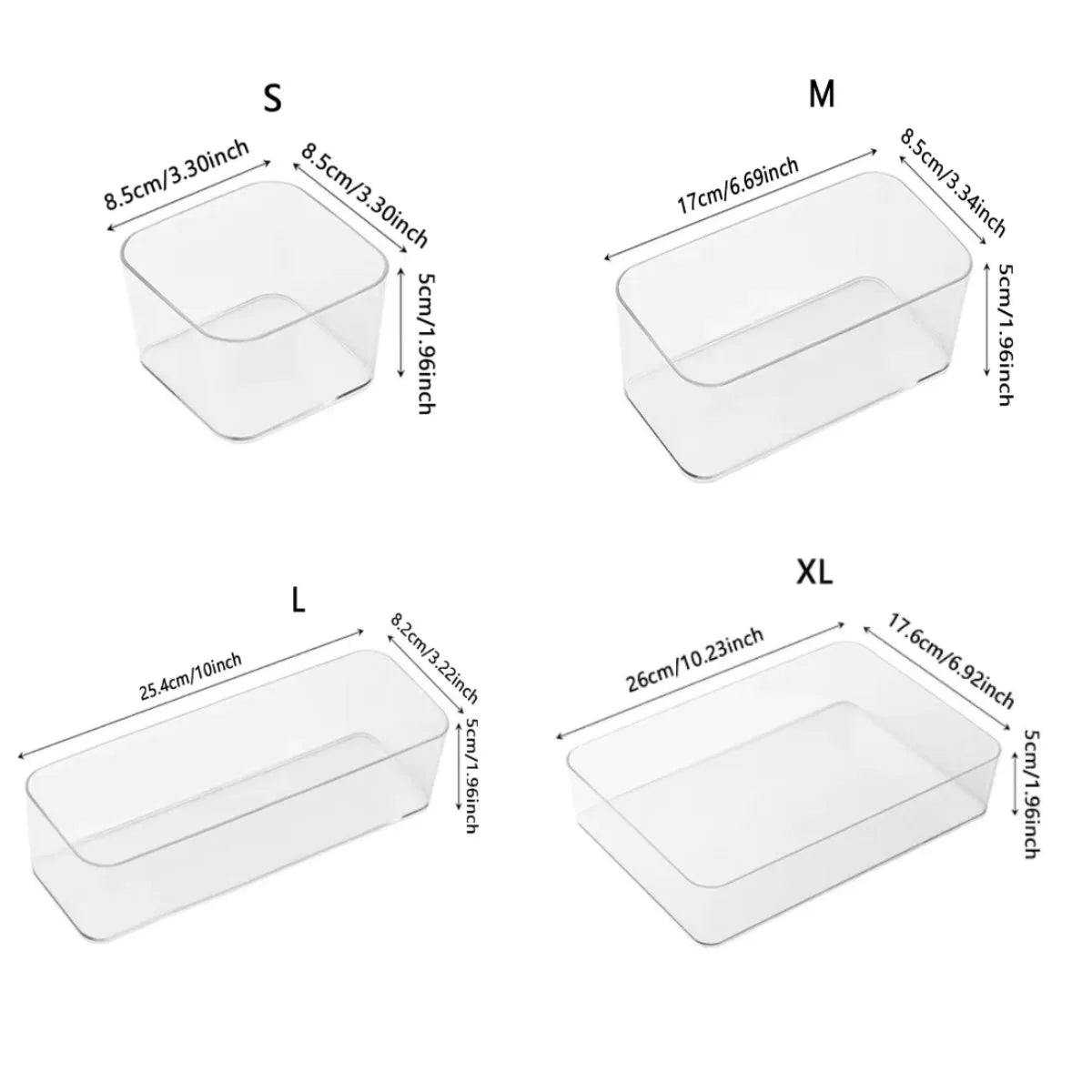 Clear Plastic Drawer Organizers Set Versatile Bathroom and Vanity Drawer Organizer Trays Storage Bins for Makeup Kitchen Gadgets