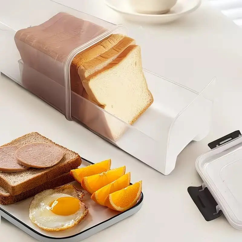 Drawer Type Bread Storage Box Toast Dispenser Case Sealed Moisture-Proof Loaf Holder Kitchen Organizer Large Capacity Bin Clear