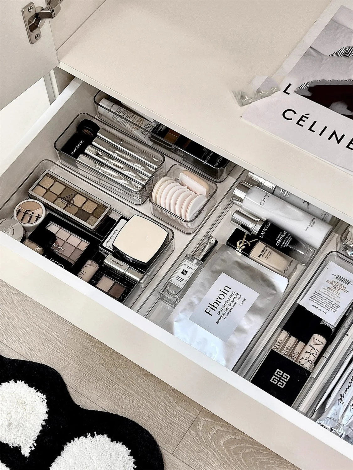 Clear Plastic Drawer Organizers Set Versatile Bathroom and Vanity Drawer Organizer Trays Storage Bins for Makeup Kitchen Gadgets