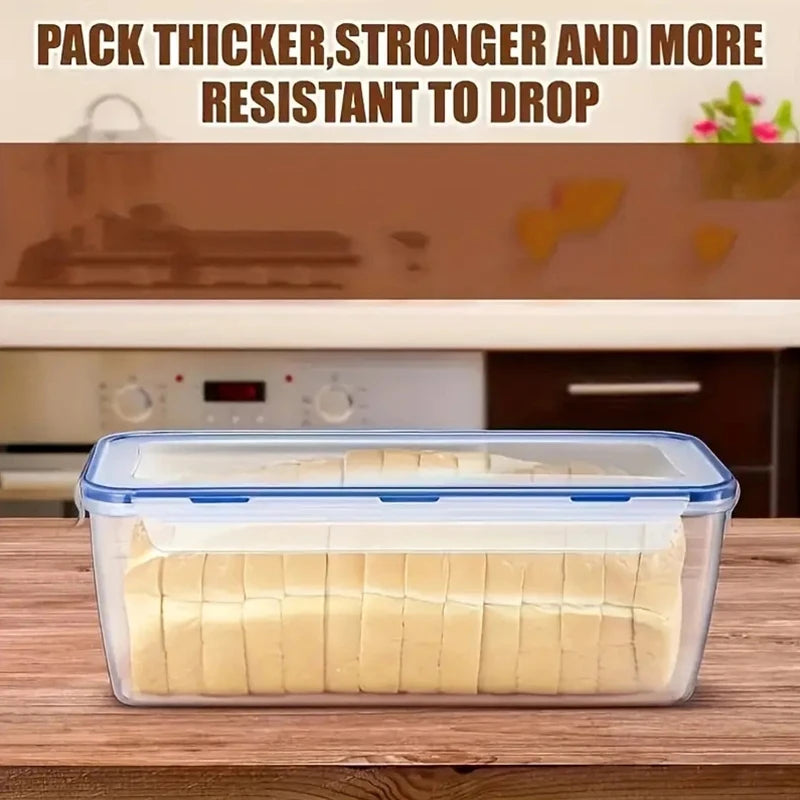 Airtight Food Storage Container With Lid Plastic Bread Storage Box Sandwich Bread Keeper Loaf Bread Container Kitchen Organizer